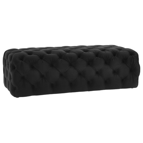 Kaylee Black Velvet Ottoman