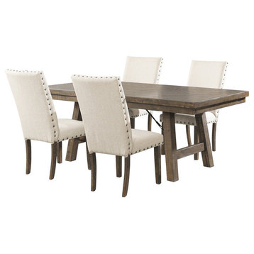 Dex 5-Piece Dining Set-Table, 4 Upholstered Side Chairs