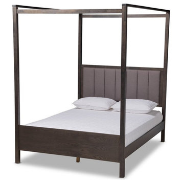 Bowery Hill Gray and Oak Finished Wood King Platform Canopy Bed