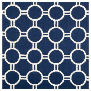 Safavieh Dhurries Collection DHU636 Rug, Navy/Ivory, 6' Square