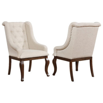 Coaster Brockway Fabric Tufted Arm Chairs Cream and Antique Java