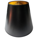 HomeConcept - Black Parchment Gold-Lined Chandelier Candle - Home Concept Signature Shades  feature the finest premium hardback parchment.   Durable parchement means your new lampshade will last for decades. It wont get brittle from smoke or sunlight like less expensive paper shades.  Heavy brass and steel frames means your shades can withstand abuse from kids and pets. It's a difference you can feel when you lift it. This hardback empire shade has a black with gold lining. The dark blocks most light from illuminating the shade, but the gold lining reflects the light up and down to light up the space.   Black Gold-Lined paper, an elegant addition to your home  Handcrafted by experienced designers, each shade is unique  Top quality lampshade, popular with designers and hotels  3 Top x 5 Bottom x 4 Height  Suggested maximum wattage for shade is 40 watt candlelabra bulb