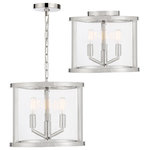 Crystorama - Devon Three Light Ceiling Mount, Polished Nickel - The Devon collection designed by Libby Langdon is a study in simple elegance with its clean lines and sleek polished nickel frame. With a variety of sizes it can work in a myriad of different design styles. Circular at the top and bottom its intersecting vertical frame sections showcase the fixture's height. The clear glass panels give the perfect peek at the inner angular arms and the polished nickel finish of the candelabra arms give it a modern twist. Sometimes a room's design requires a straightforward light fixture but it can still be striking and become an integral part of the space. The Devon lighting collection offers a livable look that is chic stylish and understated in just the right way.