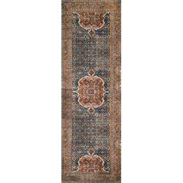 Cobalt Blue Spice Printed Polyester Layla Area Rug by Loloi II, 2'-6"x9'-6"