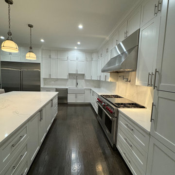 Custom hand made and assembles all wood cabinetry with SubZero,Wolf,Cove applian