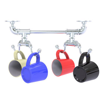 Pipeline Collection Under Cabinet 4 Coffee Mug Rack, Antique Bronze