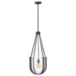 Hinkley - Hinkley Vaso 33204Bgr New Medium Pendant, Brushed Graphite - Vaso's traditional bell jar silhouette gives way to a richly layered architecture of elements. Cleverly weaving together touches of modern, bohemian and craftsman into the design, Vaso couples steel with clear glass, suspended by cording, for a visual treat. Finish combinations include a sleek Brushed Graphite or Polished Nickel with earthy Ashwood, which take this pendant to the next level.