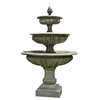Three Tier Longvue Outdoor Water Fountain, Aged Limestone