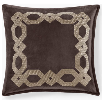 Croscill Clermont Traditional Embroidered Euro Sham, Brown