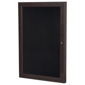 Ghent's 36" x 30" 1 Door Enclosed Rubber Bulletin Board in Black