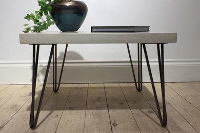 Square Concrete Coffee Table with hairpin legs