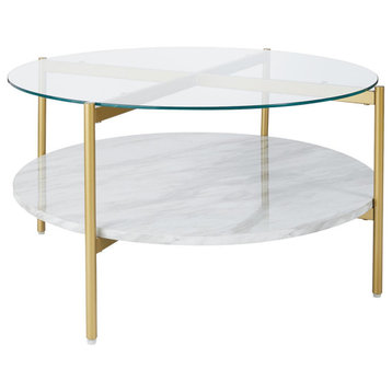 Wynora White & Gold Round Cocktail Table