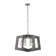 Lofty 6 Light Chandelier, 6, Silverado/Grey Wood