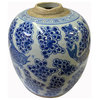 Oriental Handpainted Fishes Small Blue White Porcelain Ginger Jar Hws2325