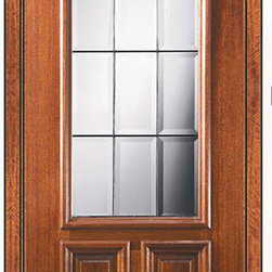 Prehung French Single Door 96 Wood Mahogany French 2/3 Lite Glass - Patio Doors