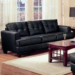 Samuel Contemporary Leather Sofa in Black - Coaster Co. - Sofas