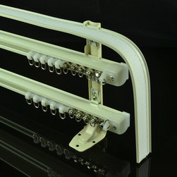CHR8024 Ivory Wall Mounted Triple Curtain Tracks Rails with Valance Track - Window Treatment Accessories