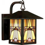 Quoizel - Quoizel TFIK8407VA One Light Outdoor Wall Lantern Inglenook Valiant Bronze - A classic geometric Arts & Crafts piece with handcrafted art glass in shades of sapphire blue, warm honey, amber and cream. Arts and Crafts is an enduring style that honors the tradition of fine craftsmanship and attention to detail.