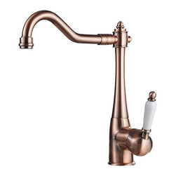 Zaragoza Deck Mount Rose Gold Finish 360 Degree Rotating Single Lever Long Neck - Kitchen Faucets