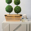 Natural Wood Double 6" Crate Style Planter With Metal Corner Design