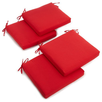 20"x19" Twill Chair Cushion, Set of 4, Red