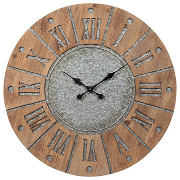 Ashley Payson Wall Clock in Antique Gray and Natural