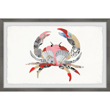 "Crab Mosaic" Framed Painting Print, 18"x12"