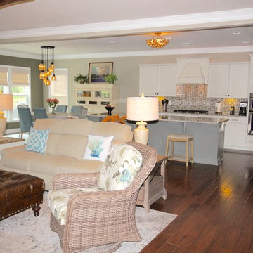 Great Room Using Existing Leather Ottoman.