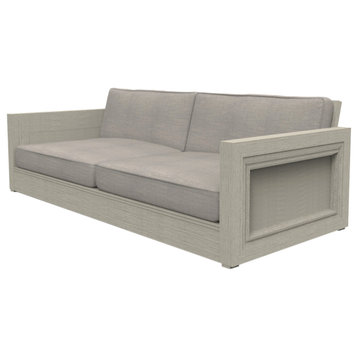 Madison Lounge Sofa, Weathered Gray Teak Wood, Cast Silver