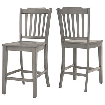 Arbor Hill Slat Back Counter Chair, Set of 2, Antique Grey