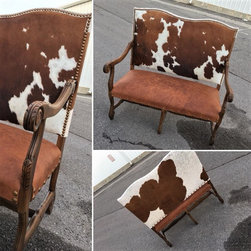 Cowhide & Leather Settee - Indoor Benches