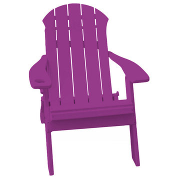 Adirondack Chair With Cupholder, Bright Purple, With Smart Phone Holder