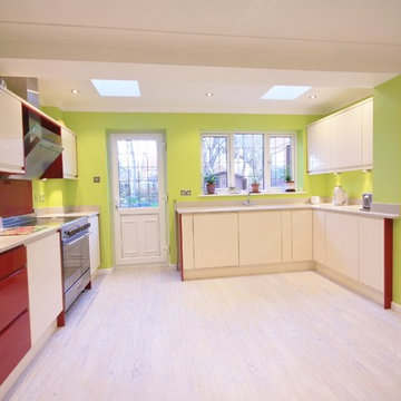 Bespoke Eclectic Kitchen Design Cream and Red Gloss