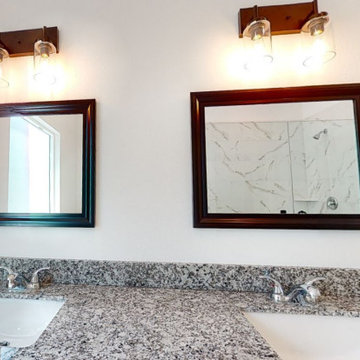 Bathroom remodeling (Vanity with mirror ,double sink, countertop view)