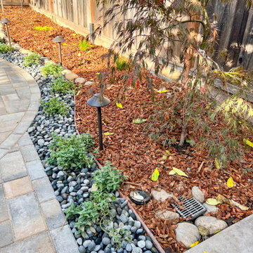 3D Design and Install of Pavers with Outdoor Lighting, Mulch, Shrubs, Rocks
