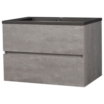 Bridgeport Wall Mounted Vanity Set With Cabinet and Integrated Basin, 30"