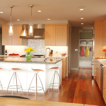 Vision Woodworks Seattle Modern Kitchen, Mud Room and Bathroom