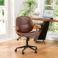 38"H Russet PU Leather Adjustable Swivel Desk Chair/Task Chair