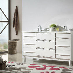 60 inch Solid Wood Double Sink Vanity With Artificial Stone Top - Bathroom Vanities And Sink Consoles