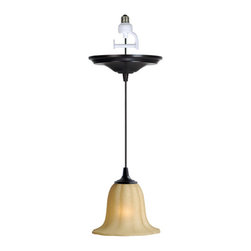 Antique Bronze Finish with Amber Glass Instant Pendant Light Conversion Kit - Pendant Lighting