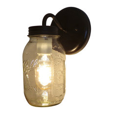 Mason Jar Wall Sconce Lighting Fixture New Quart, Oil Rubbed Bronze
