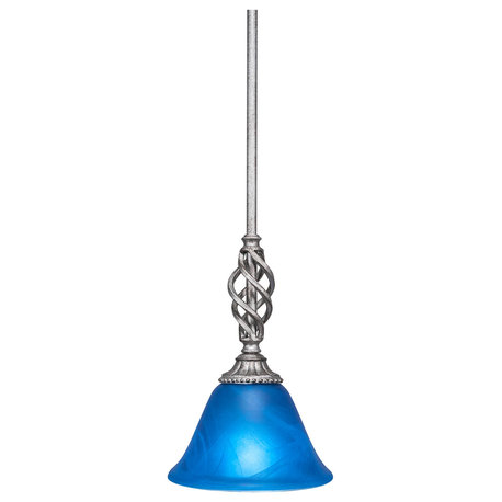 Elegante Mini Pendant, 7" Blue Italian Glass