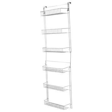 Everyday Home 5 Foot Overdoor Rack with 6 Baskets, White