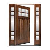 Huntington 1D+2SL Left-Hand Swing-In Exterior Front Entry Wood Door, 18"-36"x80"