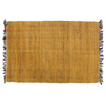 Woven Jute Rug with Fringe, Multicolor