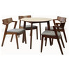 5-Piece Wooden Dining Set, Medium Brown, Tracy Armchairs