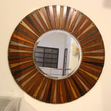4'x4' Round Colourfull Oak Wood Mirror Frame