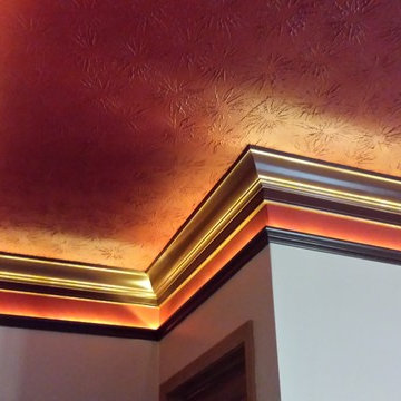Handsome coffered ceiling with rope lighting in Lebanon basement