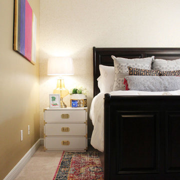 Pink and Blue Transitional Bedroom