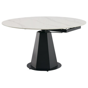 Barela Black and White Ceramic Extendable 35.5"/53" Dining Table